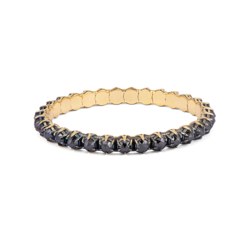 Sylva & Cie. 18K Yellow Gold Rose Cut Black Diamond Stretch Bracelet
