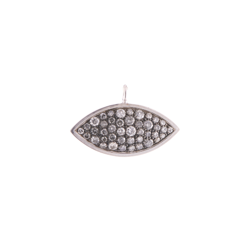 Sylva & Cie. 18K White Gold/Sterling Silver Marquise Shape Grey Diamond Pendant