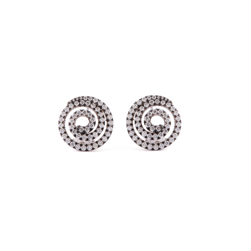 Sylva & Cie. 18K White Gold Swirl Diamond Earrings