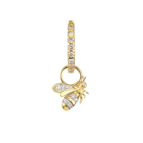 Three Stories Jewelry 14K Yellow Gold Tiny Bumble Bee Charm (Single)