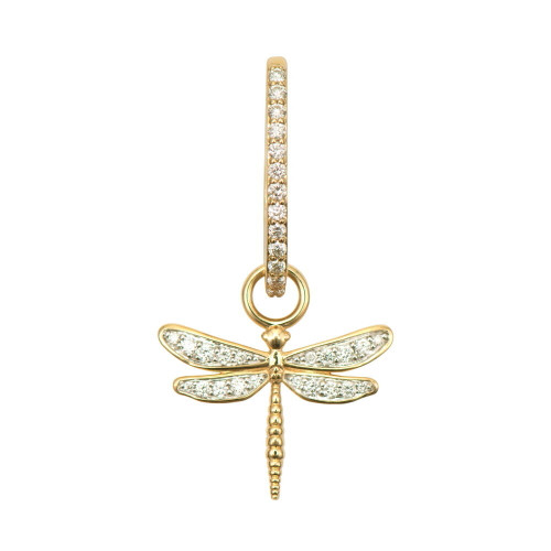 Three Stories Jewelry 14K Yellow Gold Small Dragon Fly Charm (Single)
