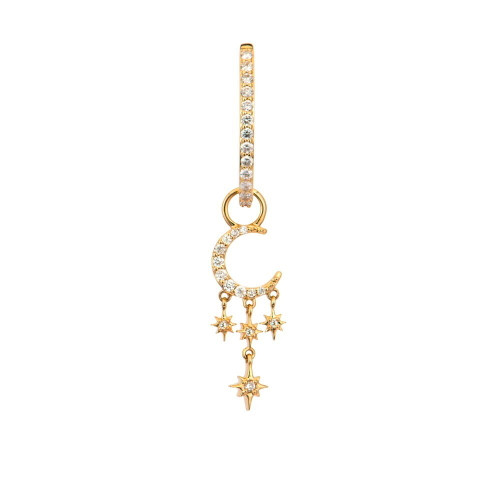Three Stories Jewelry 14K Yellow Gold Make a Wish Small Crescent Moon and Star Charms (Single)