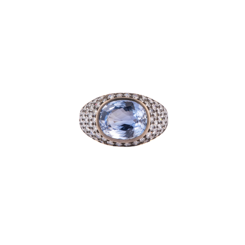 Sylva & Cie. 18K White Gold Ceylon Sapphire Ring, Size 6