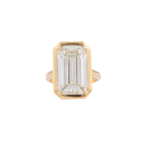 Sylva & Cie. 18K Yellow Gold Emerald Cut Diamond Ring, Size 6