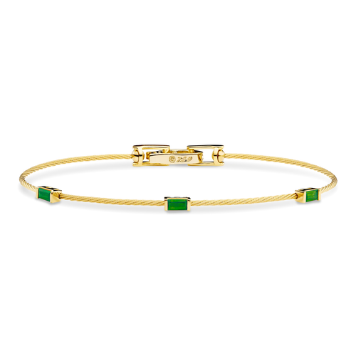 Paul Morelli 18K Yellow Gold Unity Wire Bracelet With Emerald Baguettes