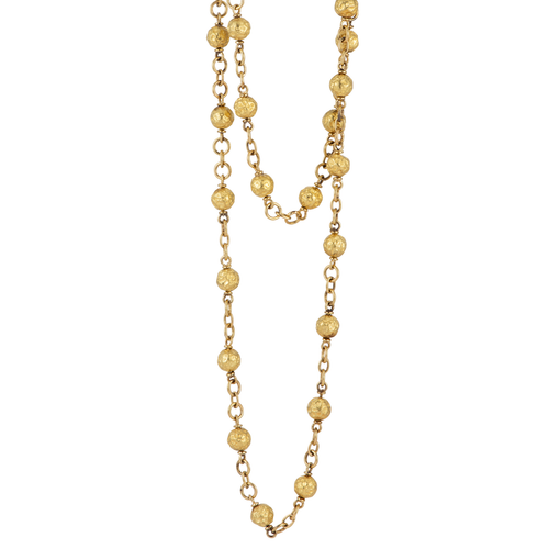 Sylva & Cie. 18K Yellow Gold Textured Bead Necklace, 33"
