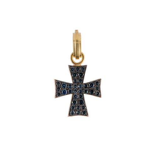 Sylva & Cie. 18K Yellow Gold/Silver Blue Sapphire Cross