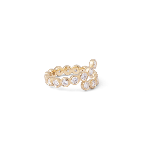 Sylva & Cie. 18K Yellow Gold Round Brilliant Cut Swirl Band, Size 7 3/4