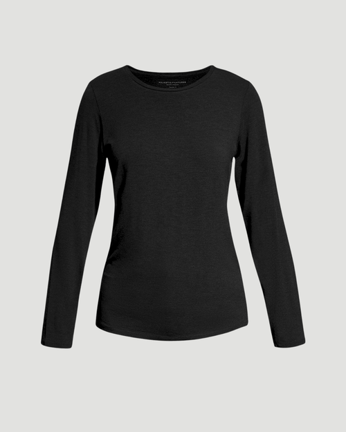 Majestic Filatures Soft Touch Long Sleeve Crewneck T-Shirt in Black