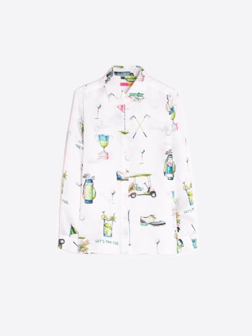 Vilagallo Golf Print Shirt in White