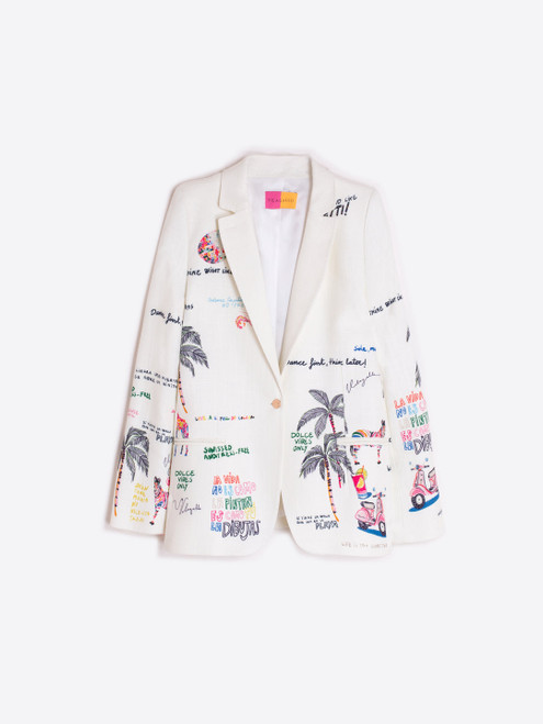Vilagallo Quirky Print Jacket in White