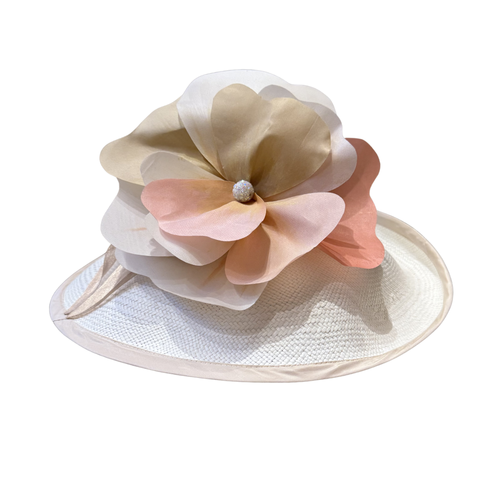 Christine A. Moore Millinery Vanessa Hat in Ivory/Blush