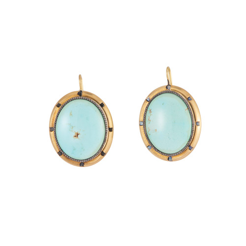 Sylva & Cie. 18K Yellow Gold Kazakstan Turquoise Earrings