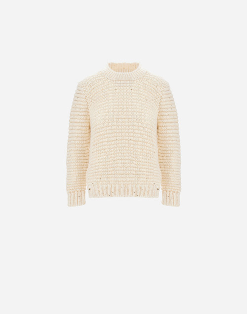 Herno Resort Alpaca and Lurex Blend Sweater in Milk White