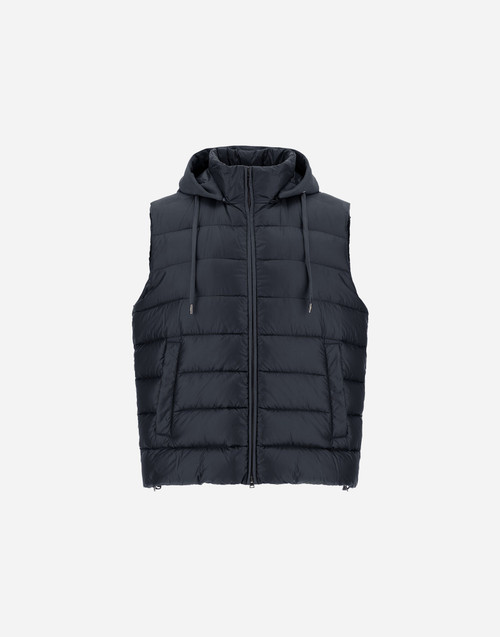 Herno Men's Resort Ultralight Nylon and Suede Effect Microfibre Vest in Navy Blue