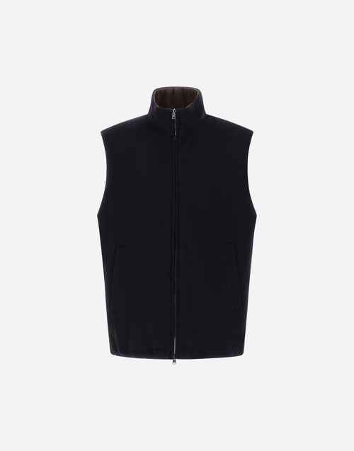 Herno Men's Wool Cashmere Vest in Navy Blue