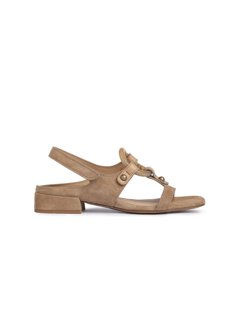 *COMING SOON* Pedro García Elba Hoop Sandal in Beige Plush Suede-Nougat