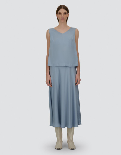 Herno Resort Extra-Fine Satin Skirt in Light Blue