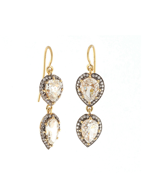 Sylva & Cie. 18K Yellow Gold Diamond Drop Earrings
