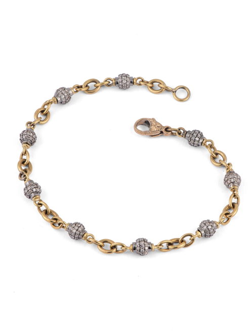 Sylva & Cie. 18K Yellow Gold Diamond Bead Bracelet, 7.5"