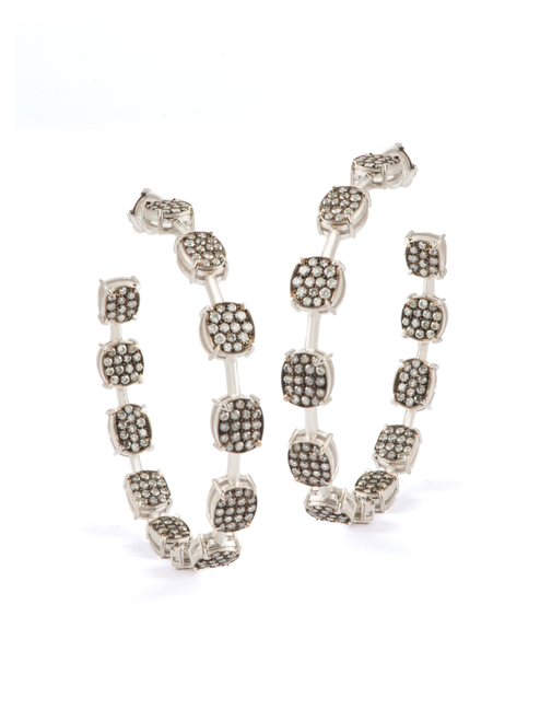 Sylva & Cie. 18K White Gold/Sterling Silver Oxidized Grey Diamond Ten Table Hoops