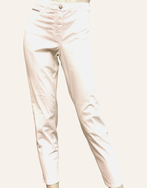 Fabiana Filippi Cropped Skinny Pants with Pocket Embellishment in White