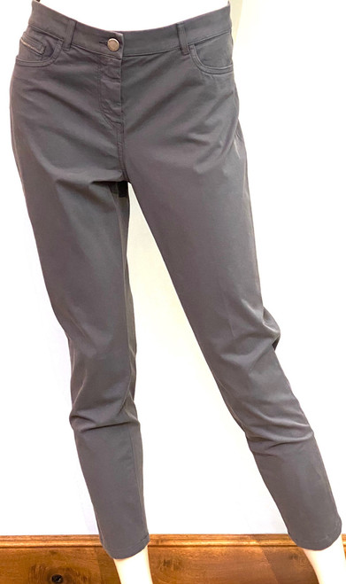 Fabiana Filippi Trevi Woven Gabardine Trousers in Dark Grey, Size 46