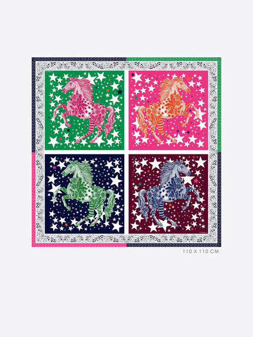 Vilagallo Pop Art Horses Silk Scarf