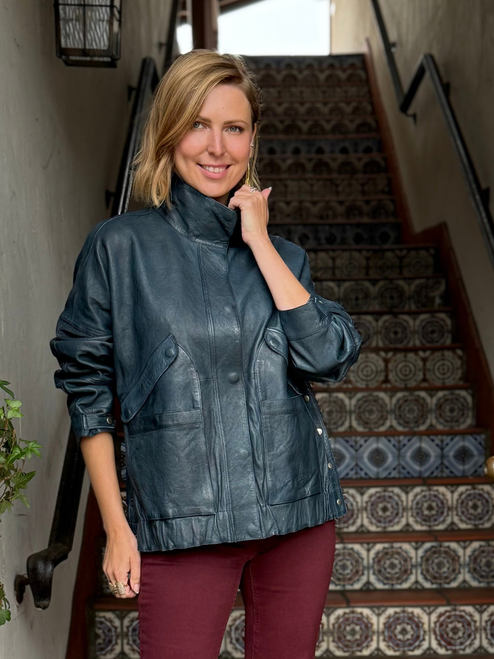 Jakett New York Adriana Vintage Leather Jacket in Mineral