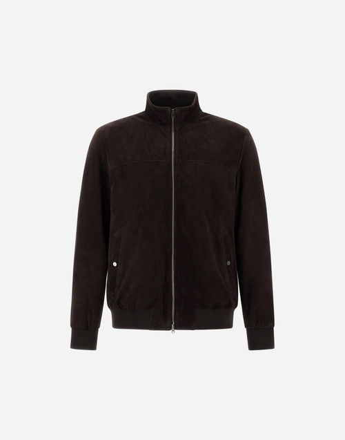 Herno Men's Suede Jacket in Dark Brown