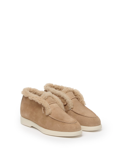 Fabiana Filippi Suede Ankle Boots with Shearling in Acero, Size 40