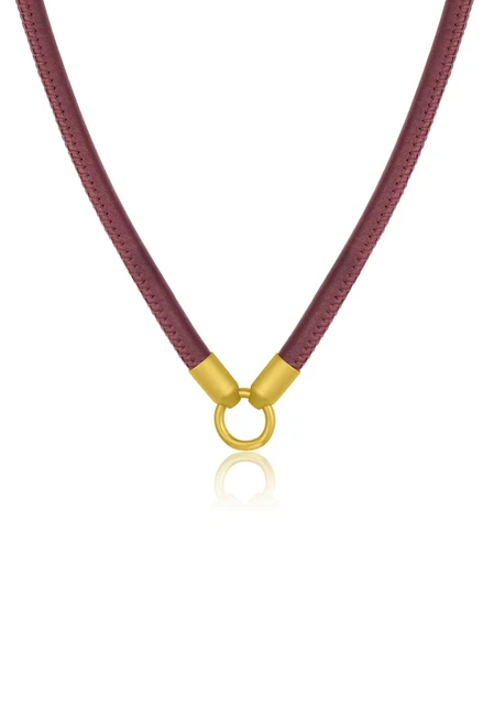 Leigh Maxwell Thick Leather Cord Necklace (Marsala), 18"