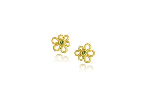Leigh Maxwell Flora Stud Earrings - Tsavorite Garnet