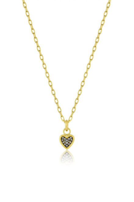 Leigh Maxwell Mini Heart Necklace - Grey Diamonds, 18"
