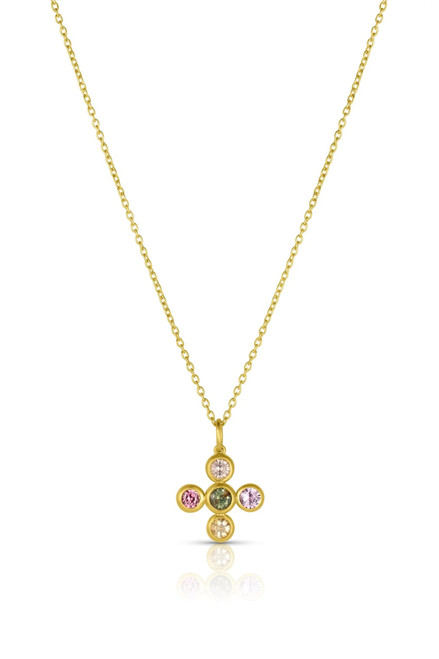 Leigh Maxwell Mixed Sapphire Cross Necklace, 18"