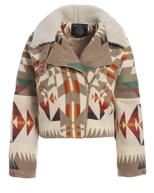 *COMING SOON*Lindsey Thornburg Yavapai Shearling Collar Vera Aviator in Green/Cream, Size Small