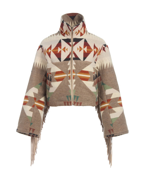 *COMING SOON*Lindsey Thornburg Yavapai Fringe Cropped Archer in Green/Cream, Size PS