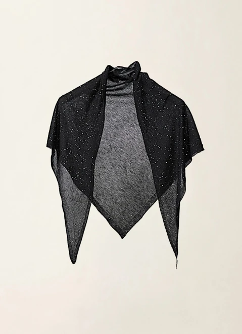 Fabiana Filippi Sequin Knit Triangle Scarf in Black
