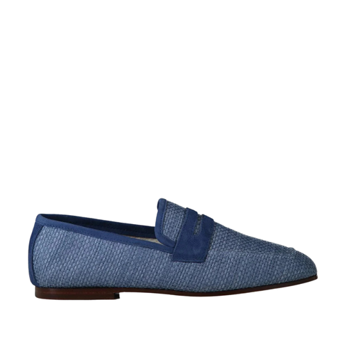 *SPECIAL ORDER* Sophique Milano Essenziale Classic Loafer in Steel Blue Raffia
