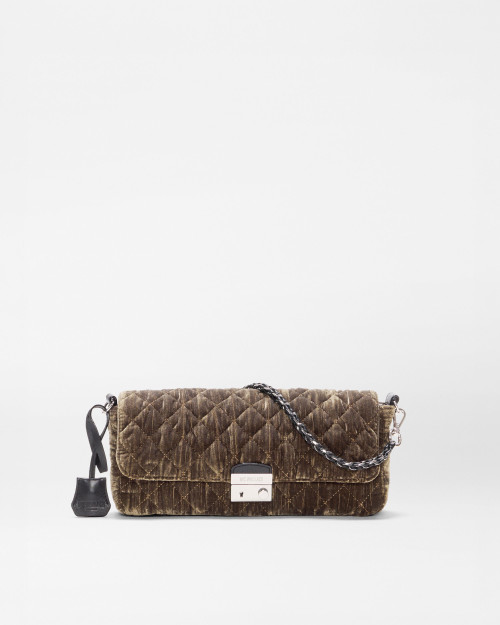 MZ Wallace Crosby Lock Baguette in Pecan Brown Velvet