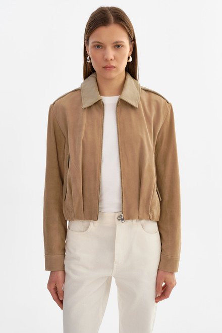 *ORDER TODAY* LAMARQUE Robbie Suede Bomber Jacket in Beige