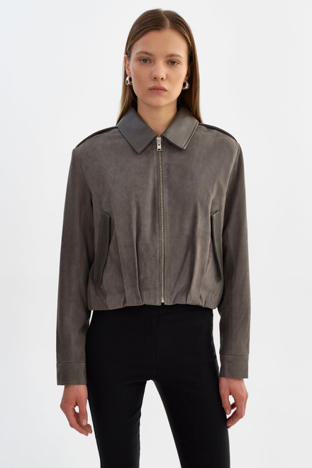 *ORDER TODAY* LAMARQUE Robbie Suede Bomber Jacket in Steel Grey
