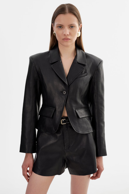 *ORDER TODAY* LAMARQUE Valentina Micro Leather Blazer in Black 