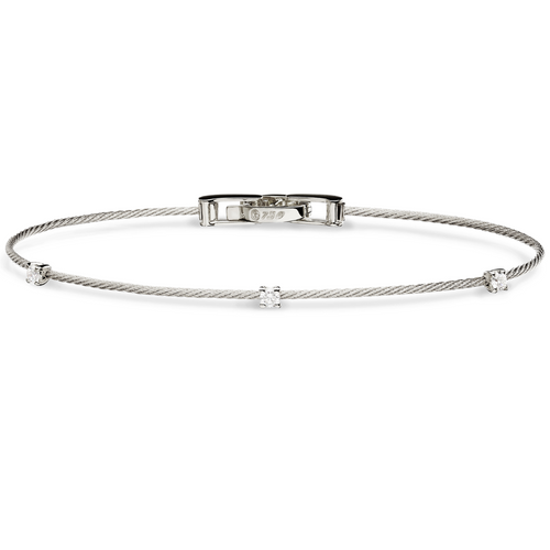 Paul Morelli 18K White Gold Single Unity Bracelet with 3 Diamonds