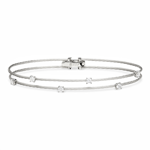 Paul Morelli 18K White Gold Double Unity Bracelet with 6 Diamonds