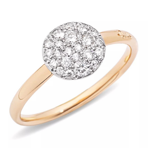 Pomellato Sabbia 18K Rose Gold Diamond Small Ring, Size 52