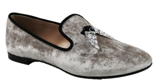 Giuseppe Zanotti Dalila Crystal Velvet Loafer, Size 38.5