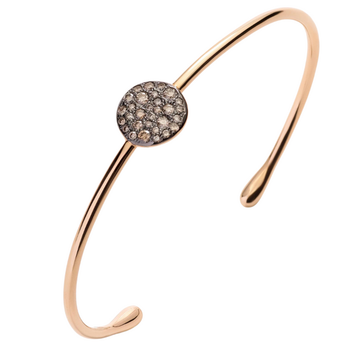 Pomellato Sabbia 18K Rose Gold Brown Diamond Bangle Bracelet, Size Large