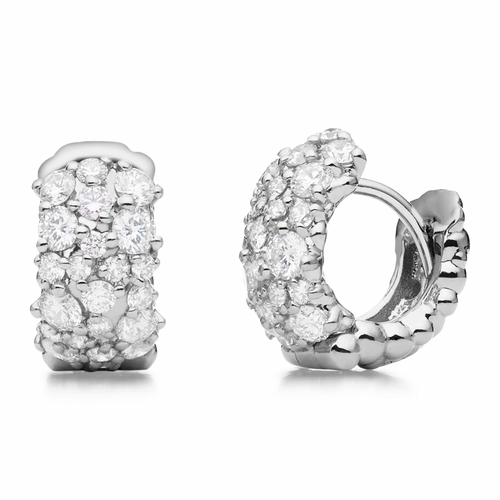 Paul Morelli 18K White Gold Small Confetti Snap Hoop Earrings with Diamonds