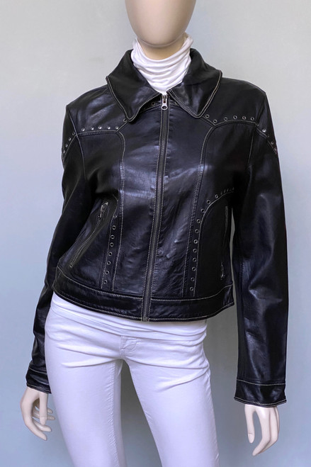 Jakett New York Megan Vintage Leather Jacket in Black, Size Medium